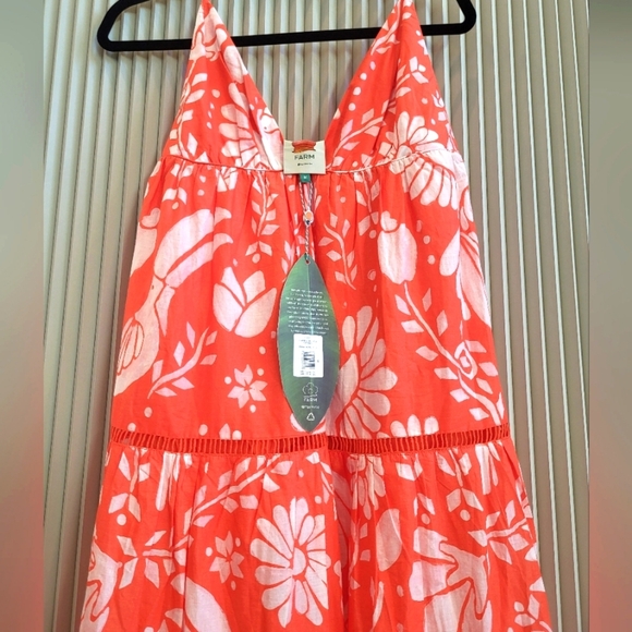 Farm Rio Orange Neon Jungle Tiered Maxi Dress in size Medium! - Picture 5 of 6